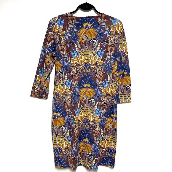 NWT J. MCLAUGHLIN Sophia Safaria Floral Dress Catalina Cloth Brown Multicolor L - Picture 2 of 6